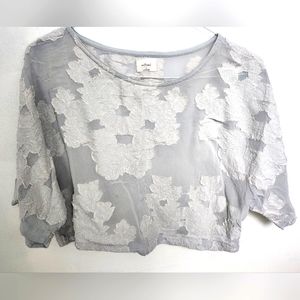 Pale Blue Wilfrid Cropped Blouse with textured appliques